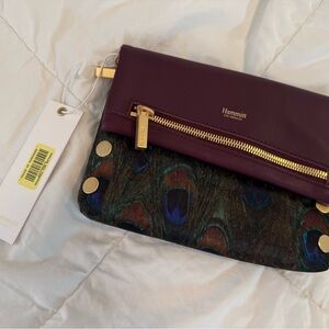 Hammitt Peacock Feather and Plum Clutch